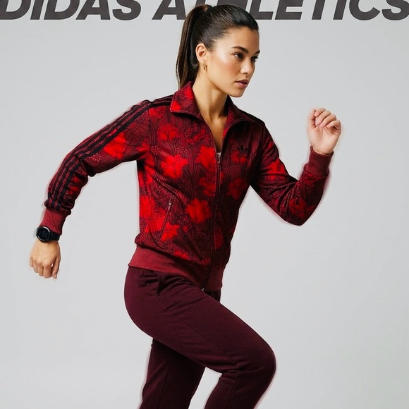 adidas Jackets & Blazers - Adi Rare Firebird Tracktop Flower Red size Medium